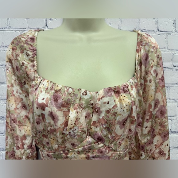 Lush Floral Midi Long Sleeve Dress NWT - Picture 5 of 14